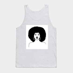 Black and white woman with afro illustration Tank Top